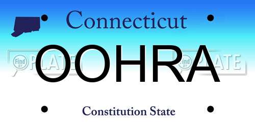 OOHRA Connecticut License Plate
