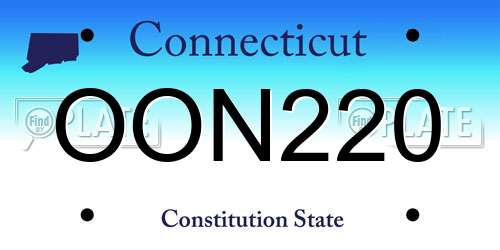 OON220 Connecticut License Plate
