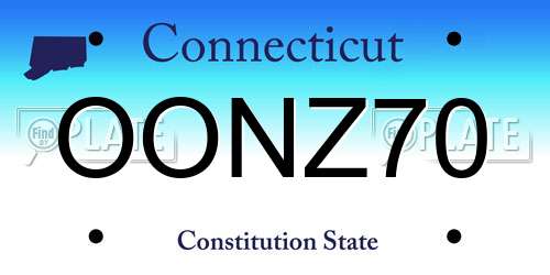 OONZ70 Connecticut License Plate