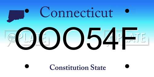 OOO54F Connecticut License Plate