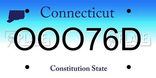 OOO76D Connecticut License Plate