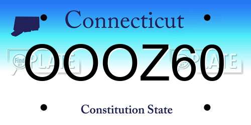 OOOZ60 Connecticut License Plate