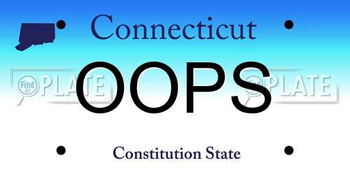OOPS Connecticut License Plate