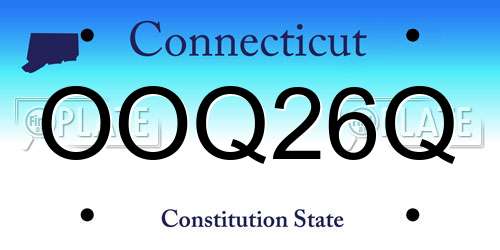 OOQ26Q Connecticut License Plate