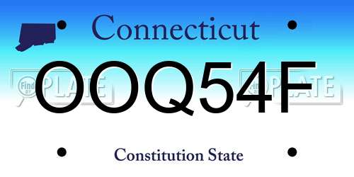 OOQ54F Connecticut License Plate