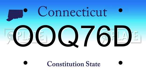 OOQ76D Connecticut License Plate