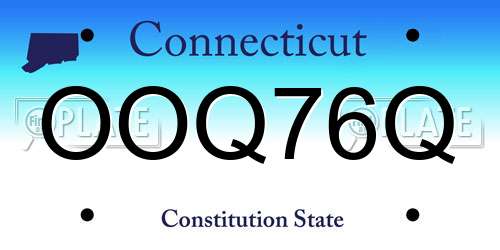OOQ76Q Connecticut License Plate