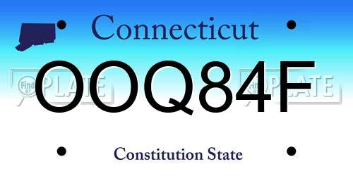 OOQ84F Connecticut License Plate