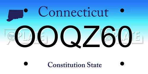 OOQZ60 Connecticut License Plate