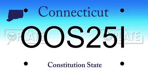 OOS25I Connecticut License Plate