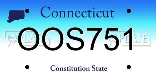 OOS751 Connecticut License Plate
