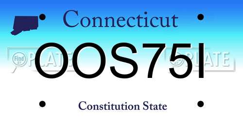 OOS75I Connecticut License Plate