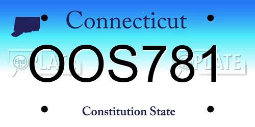 OOS781 Connecticut License Plate