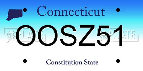 OOSZ51 Connecticut License Plate