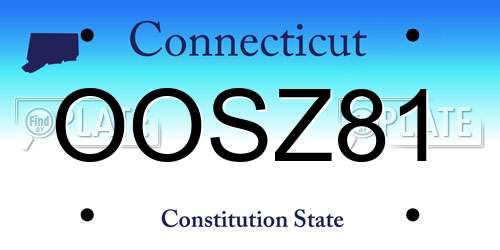 OOSZ81 Connecticut License Plate
