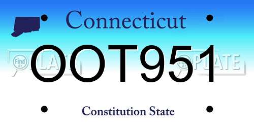OOT951 Connecticut License Plate