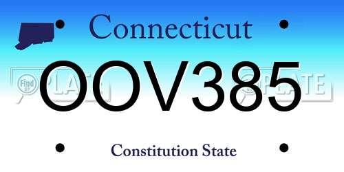OOV385 Connecticut License Plate