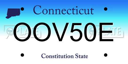 OOV50E Connecticut License Plate