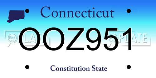 OOZ951 Connecticut License Plate