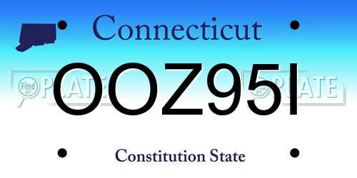 OOZ95I Connecticut License Plate