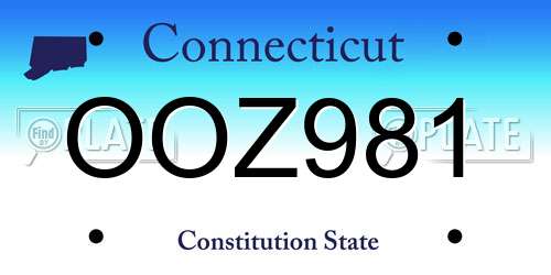 OOZ981 Connecticut License Plate