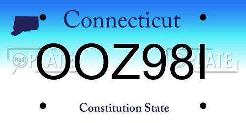 OOZ98I Connecticut License Plate
