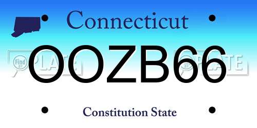 OOZB66 Connecticut License Plate