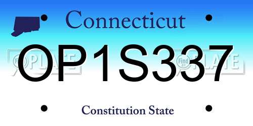 OP1S337 Connecticut License Plate