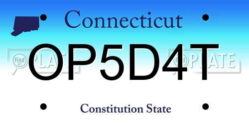 OP5D4T Connecticut License Plate