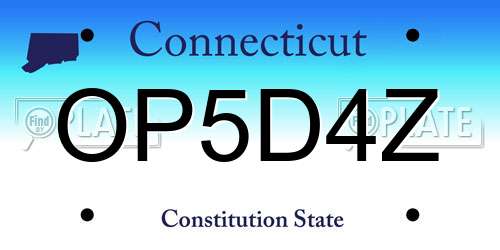 OP5D4Z Connecticut License Plate
