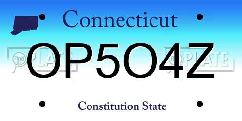 OP5O4Z Connecticut License Plate