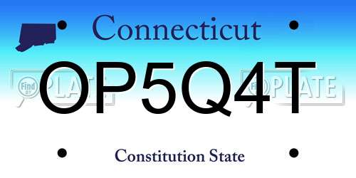 OP5Q4T Connecticut License Plate