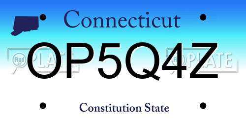 OP5Q4Z Connecticut License Plate