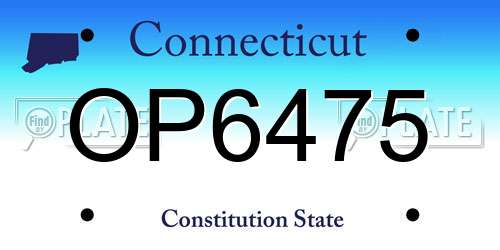 OP6475 Connecticut License Plate