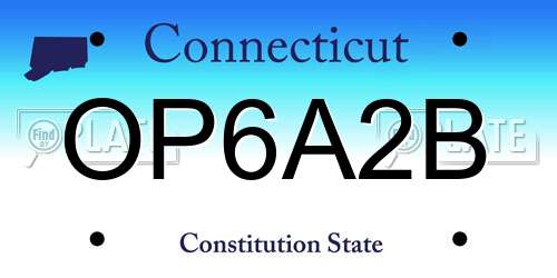 OP6A2B Connecticut License Plate