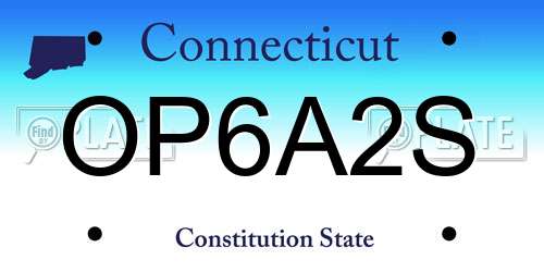 OP6A2S Connecticut License Plate