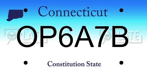 OP6A7B Connecticut License Plate