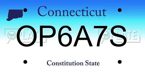 OP6A7S Connecticut License Plate