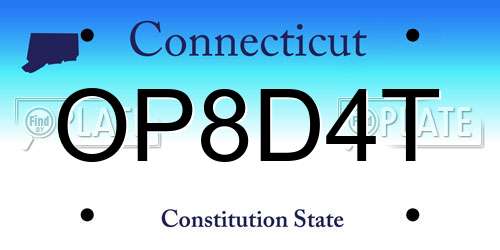 OP8D4T Connecticut License Plate