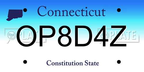 OP8D4Z Connecticut License Plate