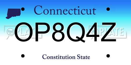 OP8Q4Z Connecticut License Plate