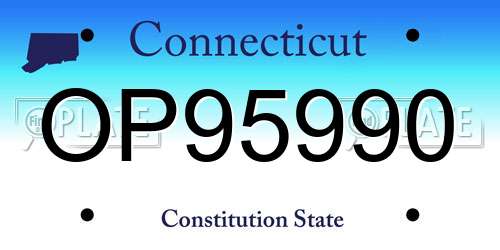OP95990 Connecticut License Plate