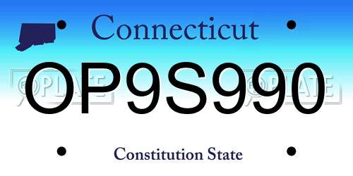 OP9S990 Connecticut License Plate