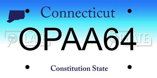 OPAA64 Connecticut License Plate