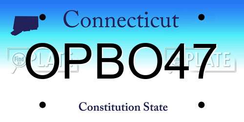 OPBO47 Connecticut License Plate
