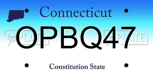 OPBQ47 Connecticut License Plate