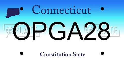 OPGA28 Connecticut License Plate