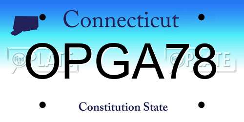 OPGA78 Connecticut License Plate