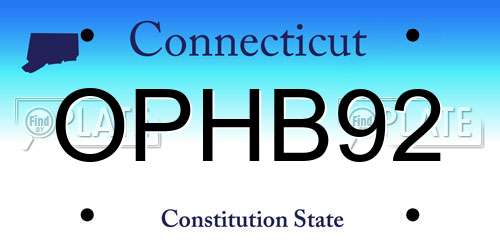 OPHB92 Connecticut License Plate