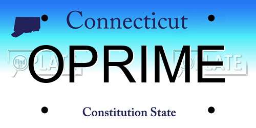 OPRIME Connecticut License Plate